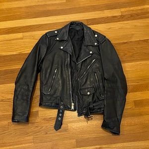 Vintage Black Leather Moto Jacket